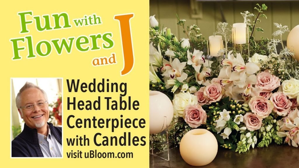 Wedding head table centerpiece with candles