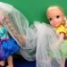 Wedding VEIL problem ! Elsa and Anna toddlers – beautiful gown – dress up mess