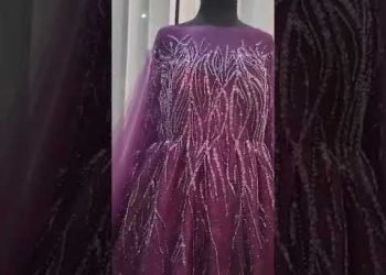 Order 434 Video 5 Purple hand Beaded Fairy-tale Wedding Dress