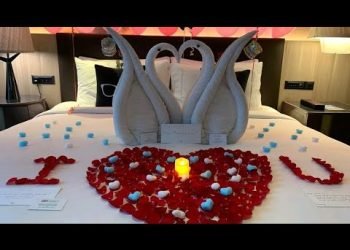 Bedroom Decoration for wedding night | towel art  Design | honeymoon setups.