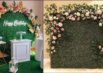 Artificial grass & Flower Wall Wedding Backdrop Rolling Up Curtain decoration Ideas For Any Event