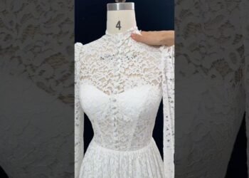 Corset high neck long sleeves lace wedding dress #dress #gown #wedding #dressmaking #fashion #prom