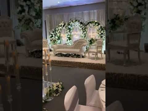Exquisite Wedding Stage Design | White & Silver Sofa and Glamorous Chandelier ✨