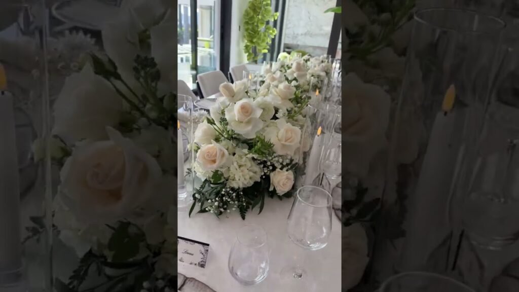 Elegant White Floral Centerpiece for Rectangular Table | Event & Wedding Decor Ideas