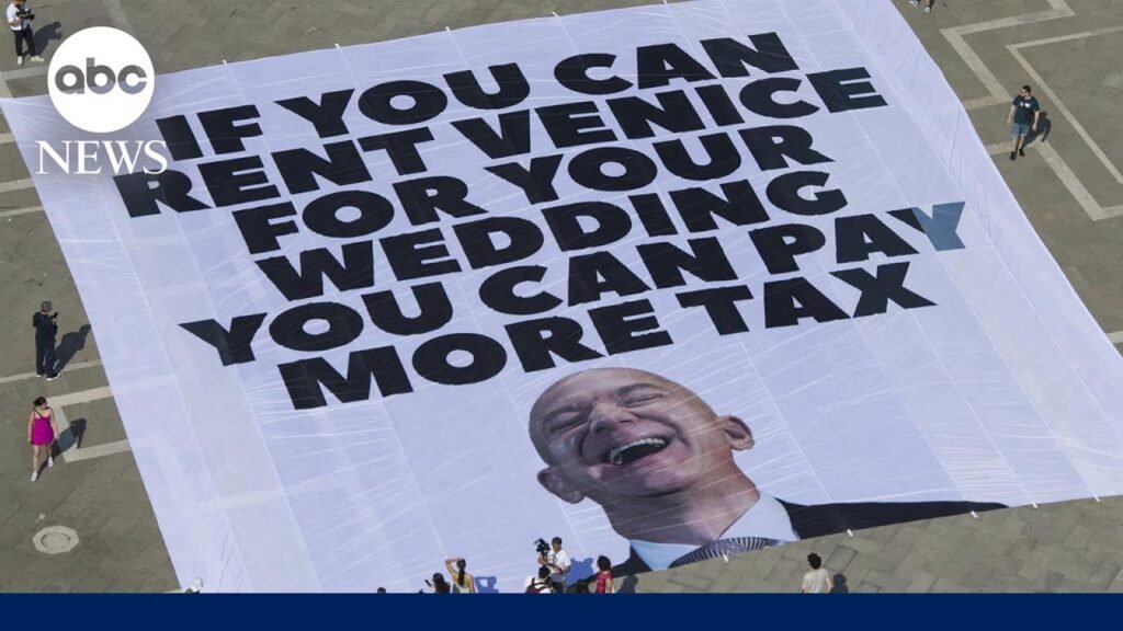 Jeff Bezos and fiancée arrive in Venice after protests force wedding venue change