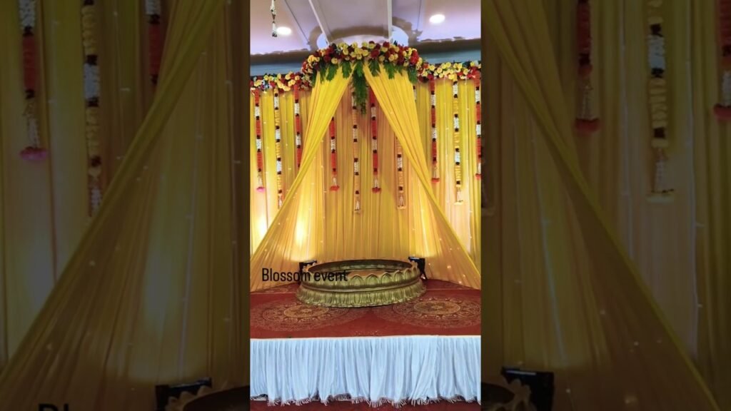 💛 Royal Haldi Decoration Ideas | Beautiful Yellow Wedding Stage Design | Blossom Event Setup 🌸