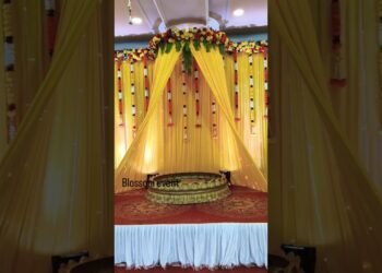 💛 Royal Haldi Decoration Ideas | Beautiful Yellow Wedding Stage Design | Blossom Event Setup 🌸