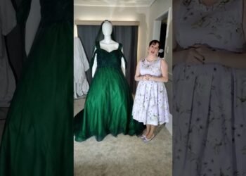 Order 510  Video 7 Metallic Ombre Green Tulle Wedding Dress With Matching Veil