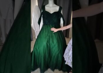 Order 510 Video 1 Metallic Ombre Green Tulle Wedding Dress With Matching Veil