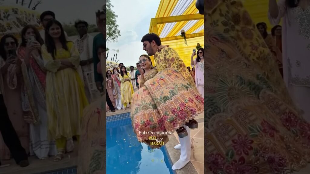 Couple Having fun with Pool Party with Family | Pre Wedding | Shaadi Vibes | Wedding Fun | Lehenga | Bestie