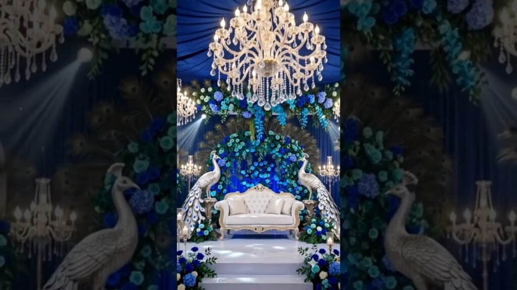 4K Luxury Royal Peacock Theme Wedding Stage Decoration 🦚✨ #luxurywedding