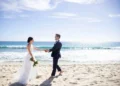 Couple at their beach wedding at Hyatt Ziva Los Cabos