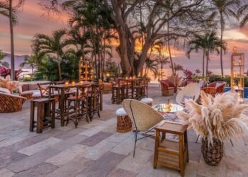 Beachfront wedding setting at Hyatt Ziva Vallarta on Banderas Bay
