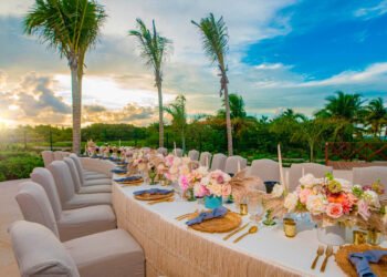 Beach wedding set up at Atelier Playa Mujeres near Cancun