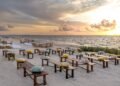 Beach wedding ceremony set up at Moon Palace Cancun