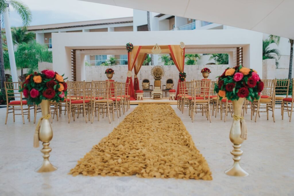 Beachfront wedding setup at Royalton Punta Cana