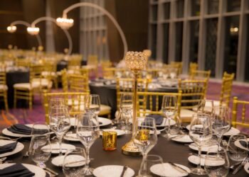 Crystal Ballroom set for a wedding reception at The Grand at Moon Palace Resort Cancun, capacity 500 guests