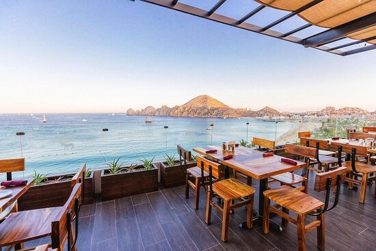 Baja Brewery Rooftop terrace at Corazón Cabo overlooking Cabo San Lucas bay