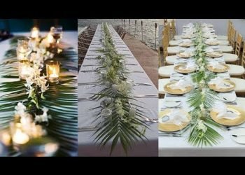 DIY Palm leaves ( palm leaf ) table runner / floral wedding table runner / wedding centerpiece