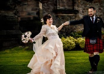 A dreamy showstopping dress for Richelle and Tom’s Edinburgh wedding, with Lina and Tom Photography