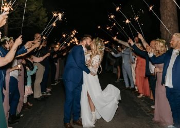 A-line lace wedding dress with front slit