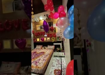 wedding room decoration With Flowers || #wedding #surprise #anniversary #room #decoration