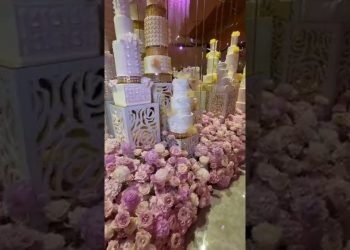 Cakes,Cakes &More Cakes!Step into probably the most incredible wedding dinner area ????#lebaneseweddings#shorts