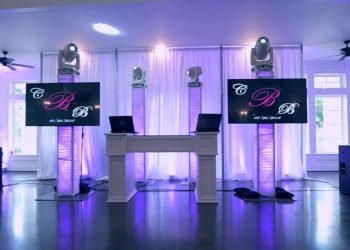 All White DJ setup, White DJ Booth (Dallas Wedding DJ)