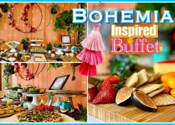 Bohemian Wedding Shower Party Decor Ideas | Boho Chic Appetizer Buffet Table