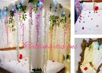 Wedding bedroom decoration by taslima designs