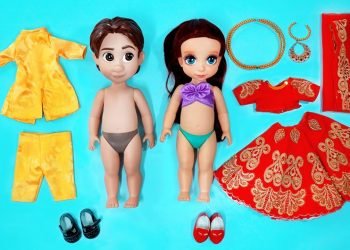 Princess Dolls Indian Wedding Dress Up For Ariel Bride & Groom | DIY for Kids