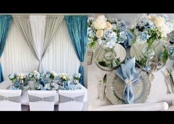 BABY BLUE AND SILVER WEDDING THEME DECOR | TABLESCAPE AND BACKDROP  DESIGN SETUP.