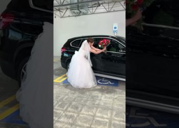 Automobile pulls her wedding dress off #shorts