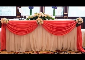 How To Swag Table and decorate with flowers / Table Cloth Decoration ( Tutorial )