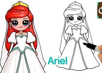 How one can Draw Little Mermaid Ariel in Wedding Dress