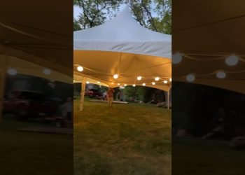 40×40 Wedding High Peak Tent Setup