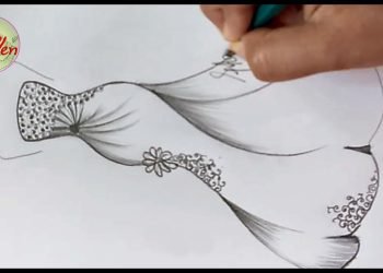 easy drawing, the best way to draw a marriage dress |  vizatime fustanesh – Pollen art academy
