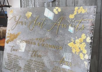 DIY Acrylic Wedding Sign | Metal Leaf + Vinyl Custom Painted Welcome Sign