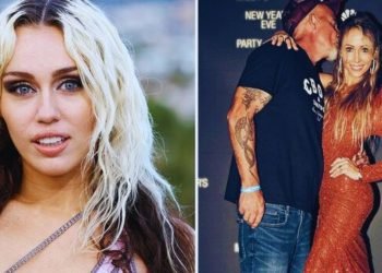 Miley and Brandi attend Tish Cyrus' intimate Malibu wedding as she marries Dominic Purcell.