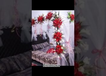 Red fresh flowers First night bridal room decoration 2023-2024#newvideo #wedding#decoration#bedroom