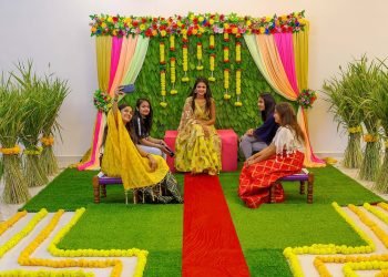 Haldi ceremony Decoration – Yellow Green Theme – Wedding makeover #wedding #party #decor #haldi