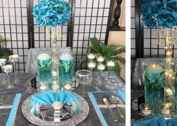 DIY Glam Turquoise and Gray Wedding Centerpiece / Parties / Baby Shower/ Wedding Reception Ideas