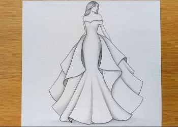 The right way to draw a woman with Beautiful Dress for Beginners / pencil sketch step-by-step