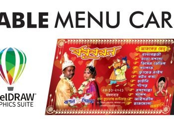 কালারফুল টেবিল মেনু কার্ডের ডিজাইন | Wedding Table Menu Card design | CorelDRAW Tutorial