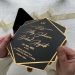 Black Acrylic Wedding Invitation with Gold Foil Print and Black Envelope – 1145BLG – ASMR