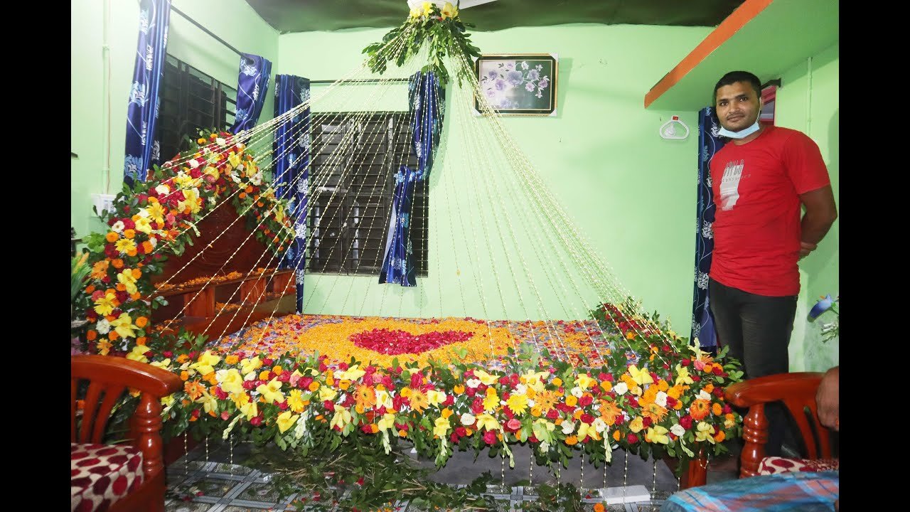 Wedding Bed Room Design Idea With Flower | Best Basor Ghor Decoration ...