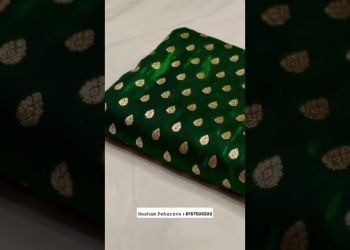 ❣️ Beautiful Bottle Green Color Satin silk banarasi saree with copper zari weaving ✨ ₹3600/- ✅