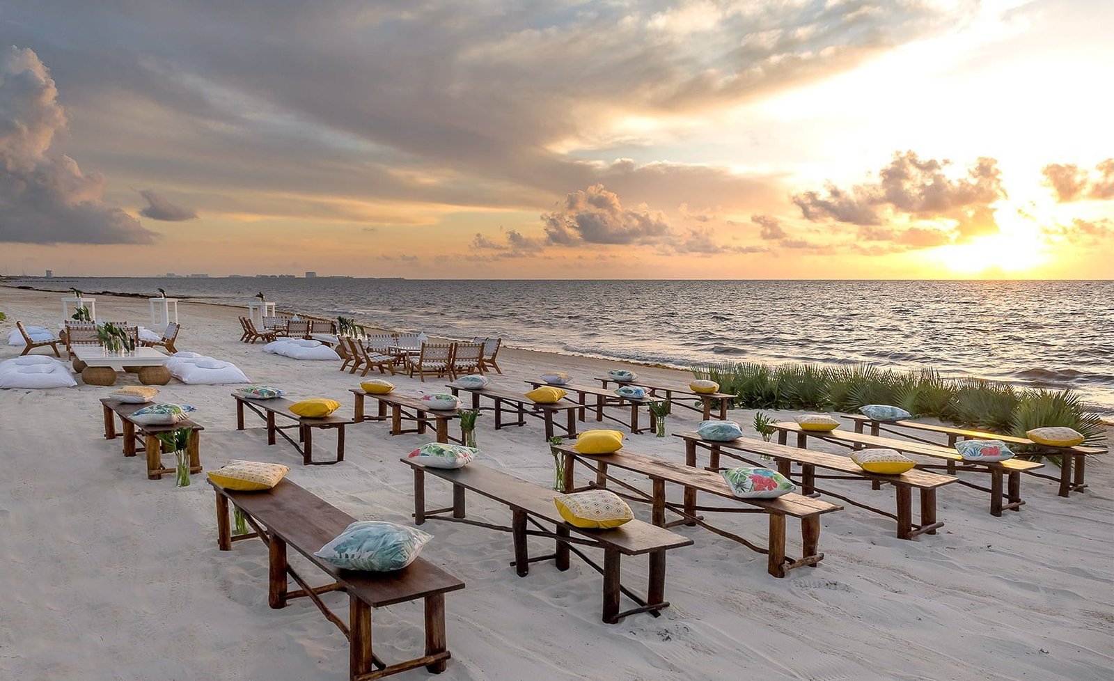 Beach wedding ceremony set up at Moon Palace Cancun