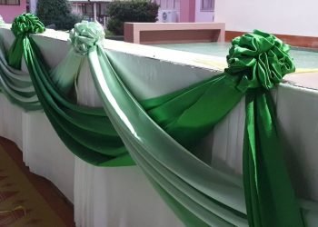 DIY 12 Flower Scallop Design Elegant Cloth Decoration Stage Skirting @THAILAND STORY LIFE