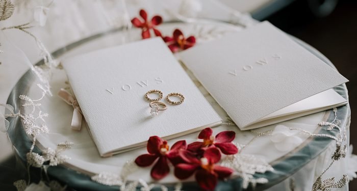 wedding bands flatlay